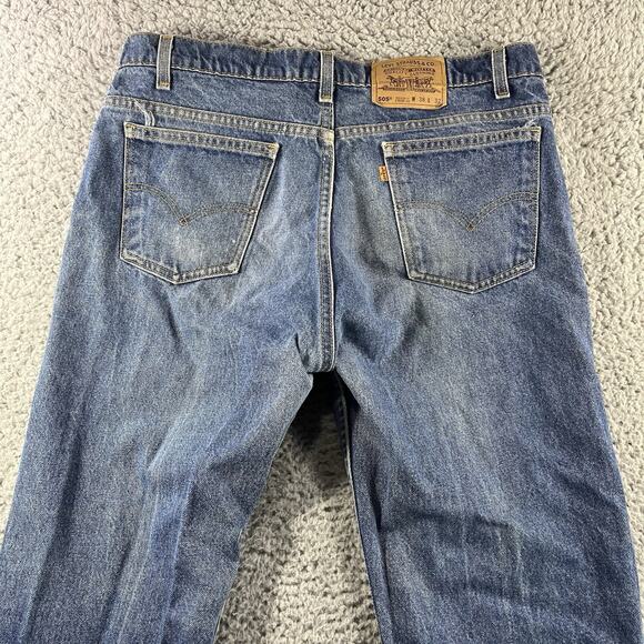 VINTAGE LEVIS 505 ORANGE TAB JEANS MENS 38x32 ACTUAL 36x32 USA MADE 90s STRAIGHT - Picture 4 of 16